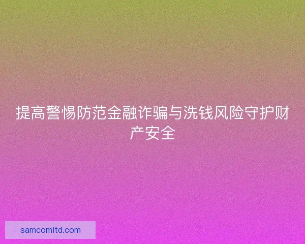 提高警惕防范金融诈骗与洗钱风险守护财产安全